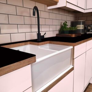 L & P Black PF1 UltraMatt Laminate 1 side Birch Ply Worktop (Pair) 2x3030x640x32mm