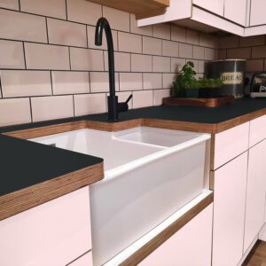 L & P Grey PF4 UltraMatt Laminate 1 side Birch Ply Worktop (Pair) 2x3030x640x32mm
