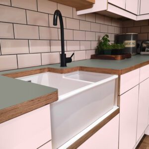 L & P Grey PF2 UltraMatt Laminate 1 side Birch Ply Worktop (Pair) 2x3030x640x32mm