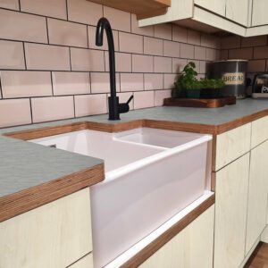 L & P Brushed Metal 001  Satin Laminate 1 side Birch Ply Worktop  (Pair) 2x3030x600x32mm