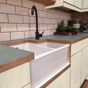 L & P Brushed Metal 002  Satin Laminate 1 side Birch Ply Worktop  (Pair) 2x3030x600x32mm