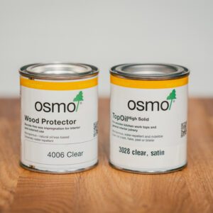 Osmo Edge Protection Twin Pack 1 x 125ml Tin Wood Protector (4006) 1 x 125ml Tin Top Oil Clear Satin (3028)