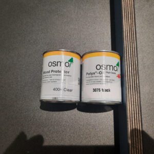 Osmo Edge Protection Twin Pack 1 x 125ml Tin Wood Protector (4006) 1 x 125ml Tin Top Oil Black Tint Satin (3075)