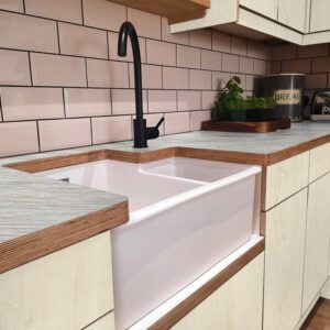 L & P Aluminium 001  Brushed Laminate 1 side Birch Ply Worktop (Pair) 2x3030x600x32mm
