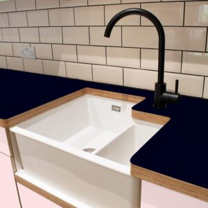 L & P Black 003 Matt Laminate 1 side Birch Ply Worktop (Pair) 2x3030x600x32mm