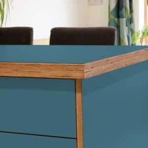 L & P Blue 013  Satin Laminate 1 side Birch Ply Worktop Island  3030x1200x32mm