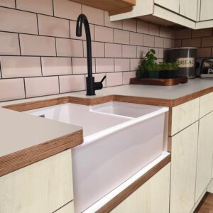 L & P Brown 004  Satin Laminate 1 side Birch Ply Worktop (Pair) 2x3030x600x32mm