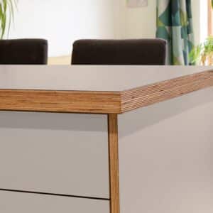 L & P Brown 004  Satin Laminate 1 side Birch Ply Worktop Island  3030x1200x32mm