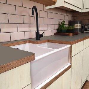 L & P Brown 005  Satin Laminate 1 side Birch Ply Worktop (Pair) 2x3030x600x32mm