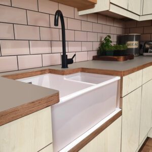 L & P Brown 006  Satin Laminate 1 side Birch Ply Worktop (Pair) 2x3030x600x32mm