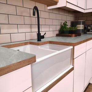 L & P Concrete 002 Satin Laminate 1 side Birch Ply Worktop (Pair) 2x3030x600x32mm