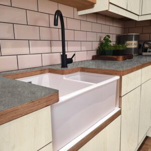 L & P Concrete 003 Satin Laminate 1 side Birch Ply Worktop (Pair) 2x3030x600x32mm