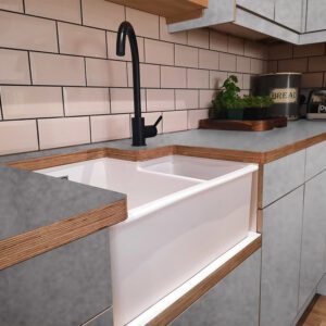 L & P Concrete 006 Satin Laminate 1 side Birch Ply Worktop (Pair) 2x3030x600x32mm
