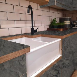 L & P Concrete 007 Satin Laminate 1 side Birch Ply Worktop (Pair) 2x3030x600x32mm
