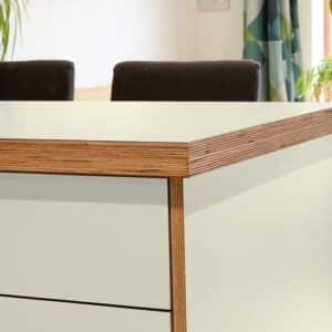 L & P Cream 006  Satin Laminate 1 side Birch Ply Worktop Island  3030x1200x32mm