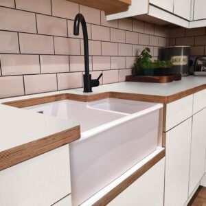 Fenix Bianco Dover 0757 Ultramatt Laminate 1 side Birch Ply Worktop (Pair) 2x3030x640x32mm