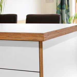 Fenix Bianco Kos 0032 Ultramatt Laminate 1 side Birch Ply Worktop Island  3030x1200x32mm