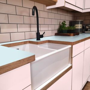Formica Arctic Blue F5493 Matte58 Laminate 1 side Birch Ply Worktop (Pair) 2x3030x640x32mm