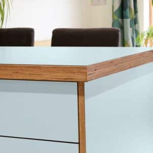Formica Arctic Blue F5493 Matte58 Laminate 1 side Birch Ply Worktop Island  3030x1200x32mm