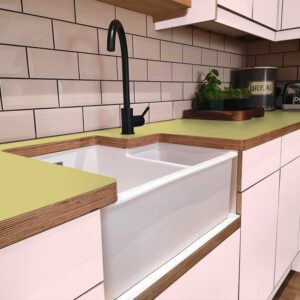 Formica Artichoke F0800 Matte58 Laminate 1 side Birch Ply Worktop (Pair) 2x3030x640x32mm