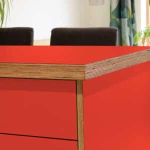 Formica Blaze Red F2824 Matte58 Laminate 1 side Birch Ply Worktop Island  3030x1200x32mm