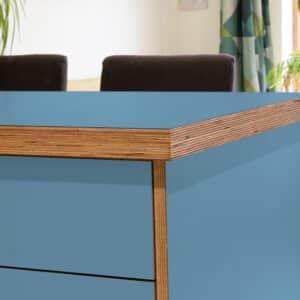 Formica China Blue F7884 Matte58 Laminate 1 side Birch Ply Worktop Island  3030x1200x32mm