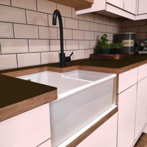Formica Dark Chocolate F2200  Matte58 Laminate 1 side Birch Ply Worktop (Pair) 2x3030x640x32mm