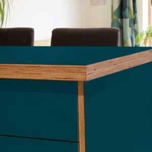 Formica Deep Sea  F5521 Matte58 1 side Birch Ply Worktop Island 3030x1200x32mm