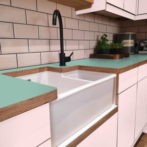 Formica Dusty Jade F7879 Matte58 Laminate 1 side Birch Ply Worktop (Pair) 2x3030x640x32mm