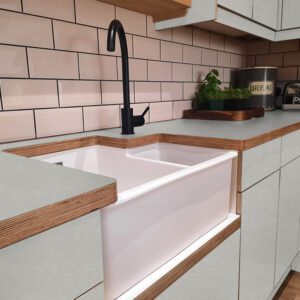 Formica Retro Geo Folkestone F5272 Matte58 Laminate 1 side Birch Ply Worktop (Pair) 2x3030x640x32mm