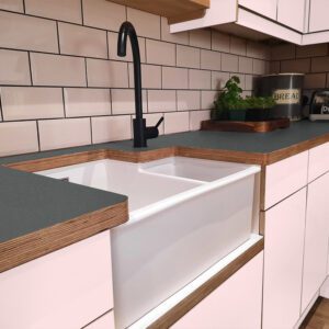 Formica Retro Geo Citadel F5273 Matte58 Laminate 1 side Birch Ply Worktop (Pair) 2x3030x640x32mm