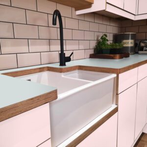 Formica Glacier F7938 Matte58 Laminate 1 side Birch Ply Worktop (Pair) 2x3030x640x32mm
