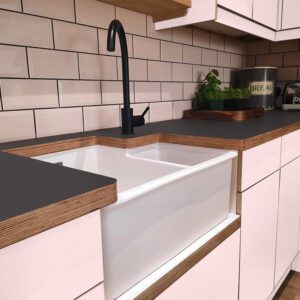 Formica Graphite F7837 Matte58 Laminate 1 side Birch Ply Worktop (Pair) 2x3030x640x32mm