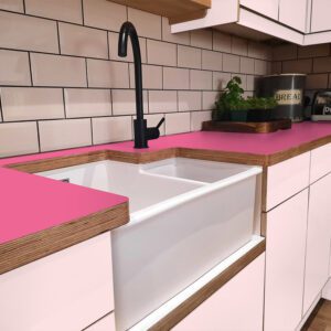 Formica Juicy Pink F0232 Matte58 Laminate 1 side Birch Ply Worktop (Pair) 2x3030x640x32mm