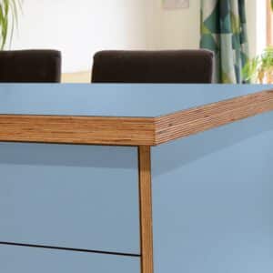 Formica Just Blue F8821 Matte58 Laminate 1 side Birch Ply Worktop Island  3030x1200x32mm