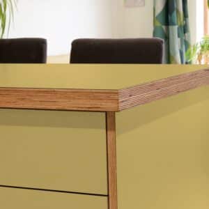Formica Just Gold F8857 Matte58 Laminate 1 side Birch Ply Worktop Island  3030x1200x32mm