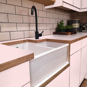 Formica Just Rose F8858  Matte58 Laminate 1 side Birch Ply Worktop (Pair) 2x3030x640x32mm