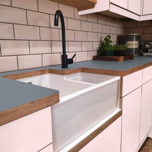 Formica Lead  F7924 Matte58 Laminate 1 side Birch Ply Worktop (Pair) 2x3030x640x32mm