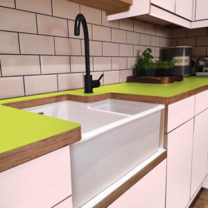 Formica Lemon F8755 Matte58 Laminate 1 side Birch Ply Worktop (Pair) 2x3030x640x32mm