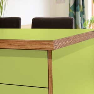 Formica Lime F4177 Matte58 Laminate 1 side Birch Ply Worktop Island  3030x1200x32mm