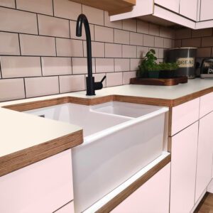 Formica Magnolia F1534 Matte58 Laminate 1 side Birch Ply Worktop (Pair) 2x3030x640x32mm