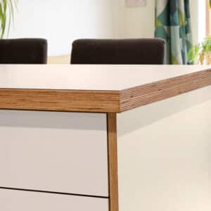 Formica Magnolia F1534 Matte58 Laminate 1 side Birch Ply Worktop Island  3030x1200x32mm