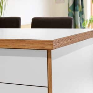 Formica Malibu F2010 Matte58 Laminate 1 side Birch Ply Worktop Island  3030x1200x32mm