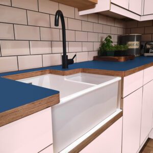 Formica Marine Blue F7914 Matte58 Laminate 1 side Birch Ply Worktop (Pair) 2x3030x640x32mm