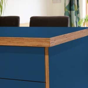Formica Marine Blue F7914 Matte58 Laminate 1 side Birch Ply Worktop Island  3030x1200x32mm
