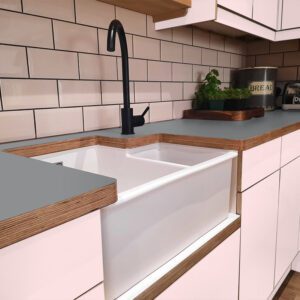 Formica Mouse F7928 Matte58 Laminate 1 side Birch Ply Worktop (Pair) 2x3030x640x32mm