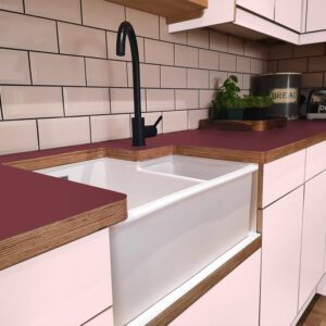 Formica New Burgundy F7966 Matte58 Laminate 1 side Birch Ply Worktop (Pair) 2x3030x640x32mm