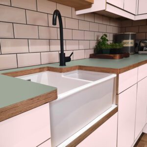Formica Ocean Grey F7853 Matte58 Laminate 1 side Birch Ply Worktop (Pair) 2x3030x640x32mm