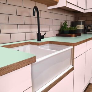 Formica Opal F2966 Matte58 Laminate 1 side Birch Ply Worktop (Pair) 2x3030x640x32mm