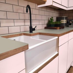 Formica Oyster Grey F7929 Matte58 Laminate 1 side Birch Ply Worktop (Pair) 2x3030x640x32mm